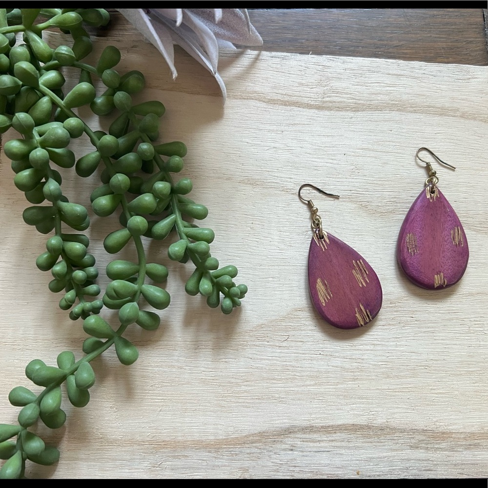 Bohemian inspired wooden earrings
